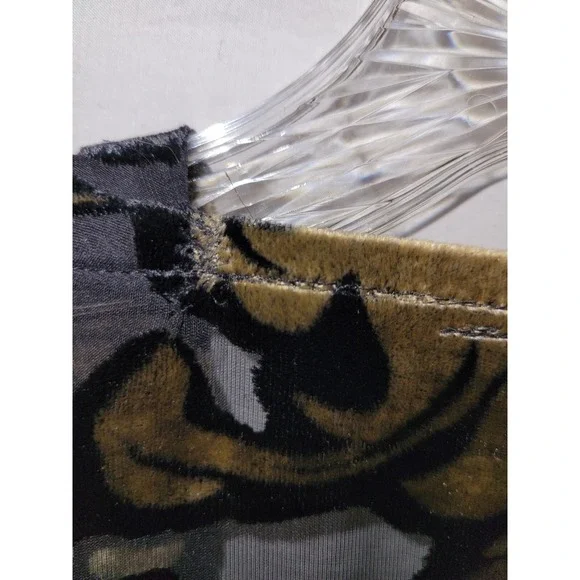 Michelann Original Whimsigoth Shawl Black Gold Burnout Velvet  Fringed Vintage - Picture 11 of 11